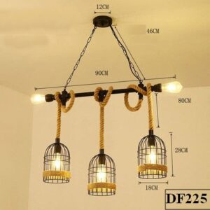 Đèn thả dây thừng bộ 3 trang trí cafe DF225