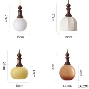 Đèn thả thủy tinh đui gỗ phòng ngủ Berandom DT280