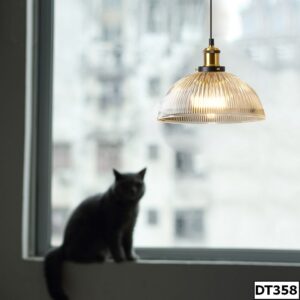 Đèn thả chao thủy tinh vân xọc màu trà Roista DT358