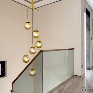 Đèn thả chùm gác lửng chao thủy tinh Rozta DT230